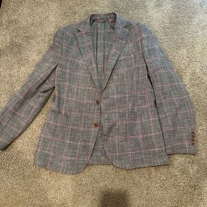 Johnnie-O Frazier wool and silk blazer in light grey & pink size 40r